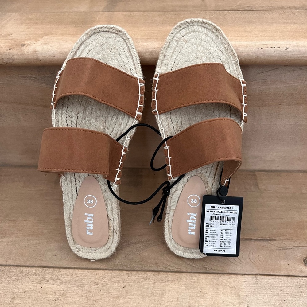 Rubi Harper Espadrille Sandals Tan Nubuck